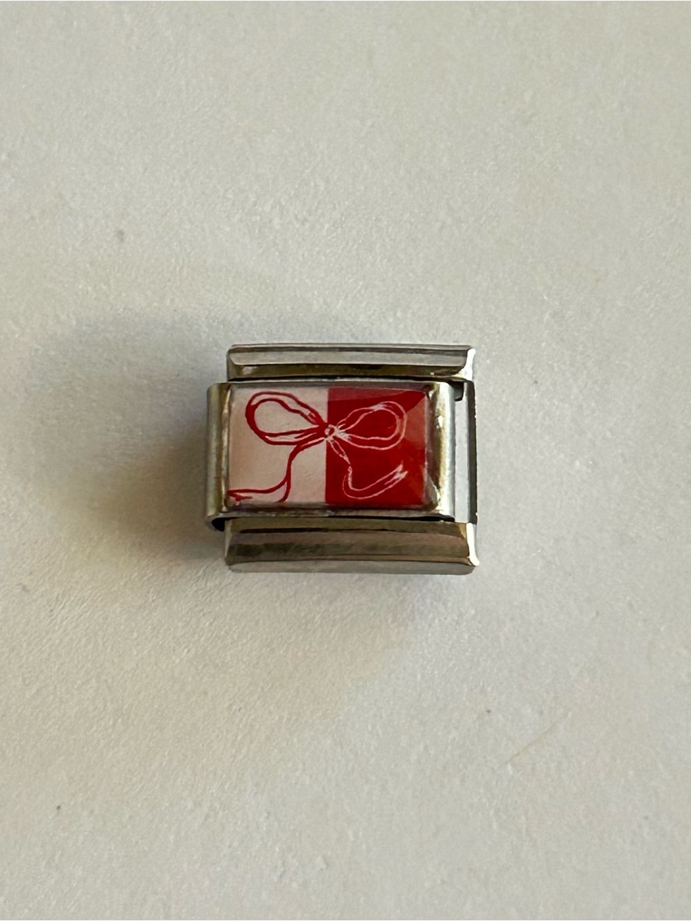 Red Bow Italian Charm Bracelet Link 9mm Stainless Steel